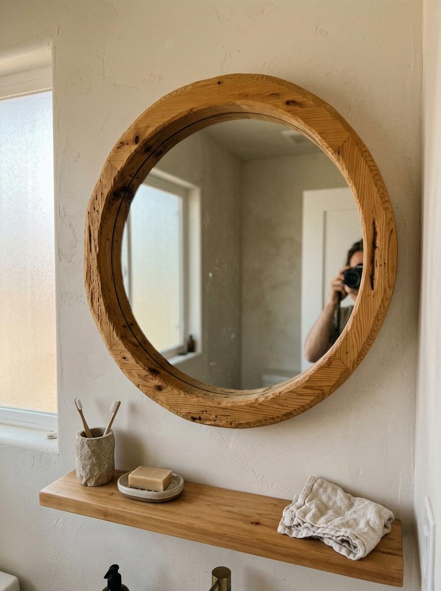 The Intersection Of Function And Style In A Japandi Bathroom Mirror