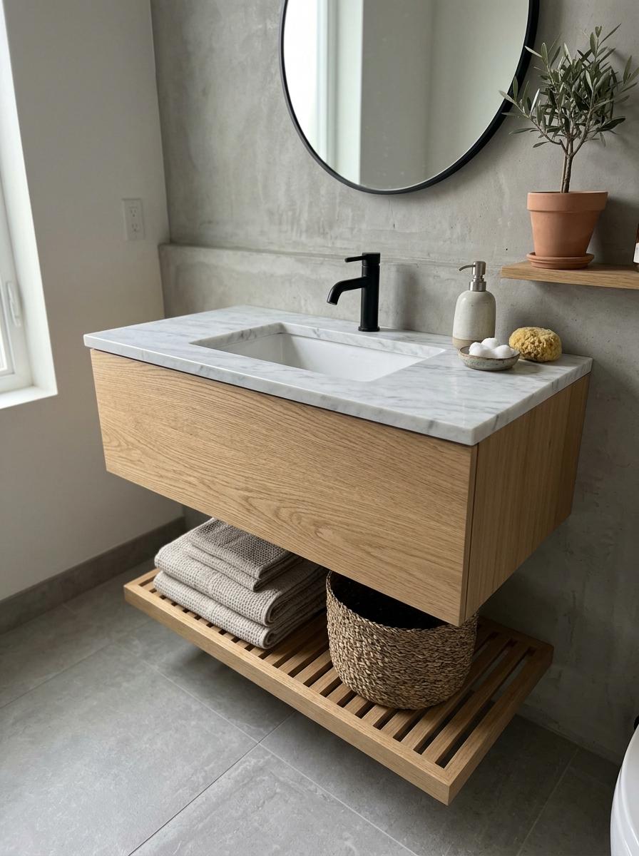 The Intersection Of Modern Living And A Japandi Bathroom Vanity