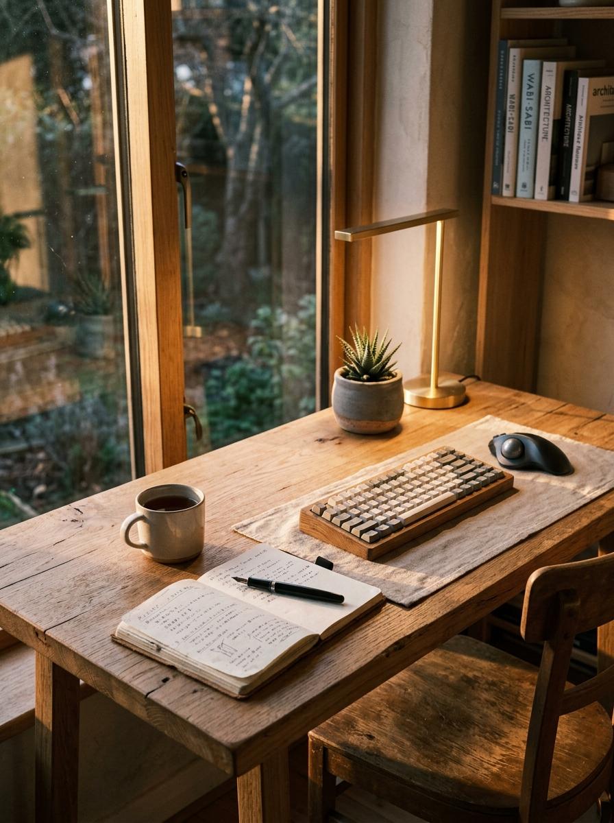 The Intersection Of Style And Utility In A Japandi Office Desk