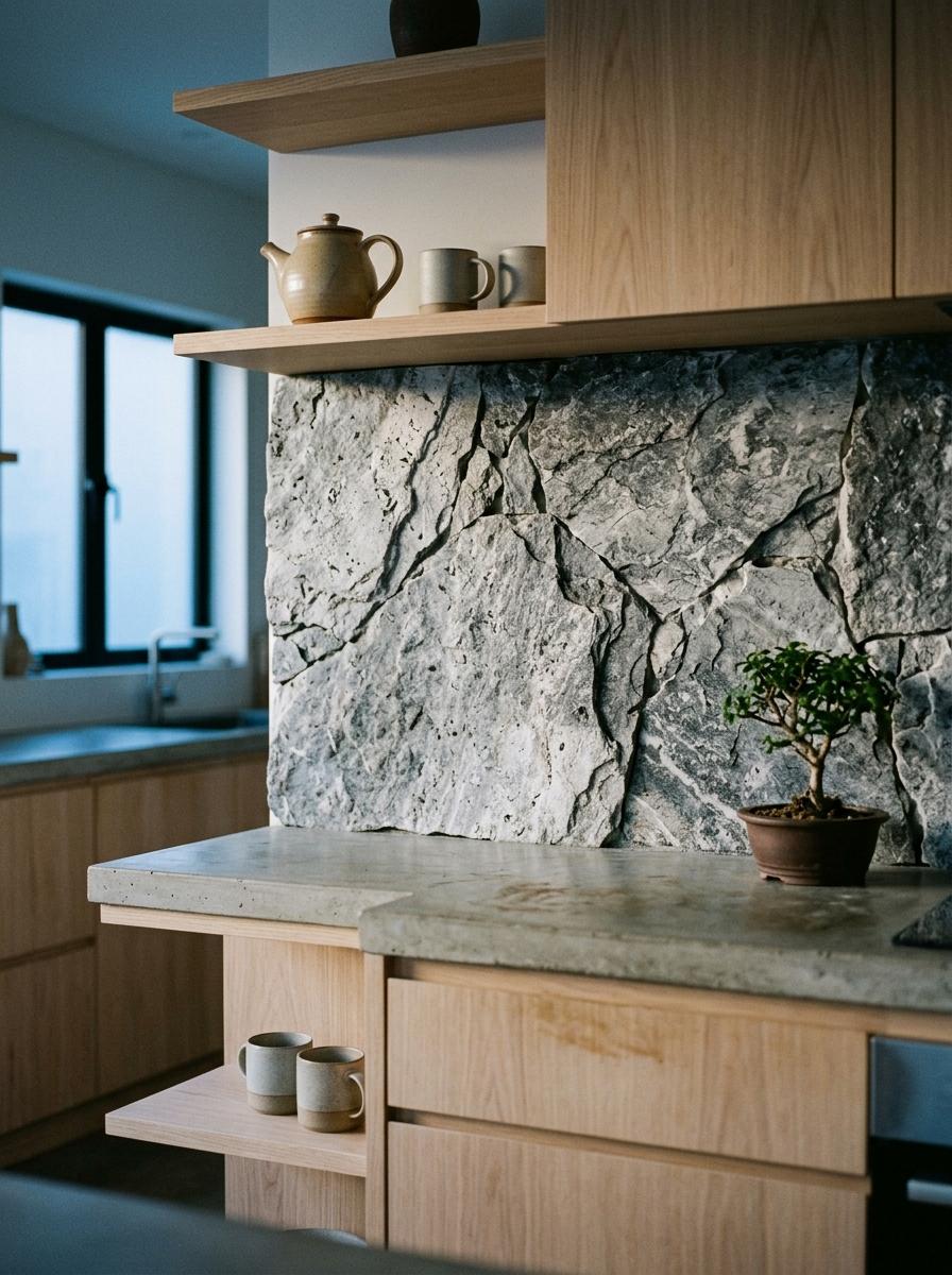 The Natural Beauty Of Stone In Japandi Kitchen Backsplash Ideas