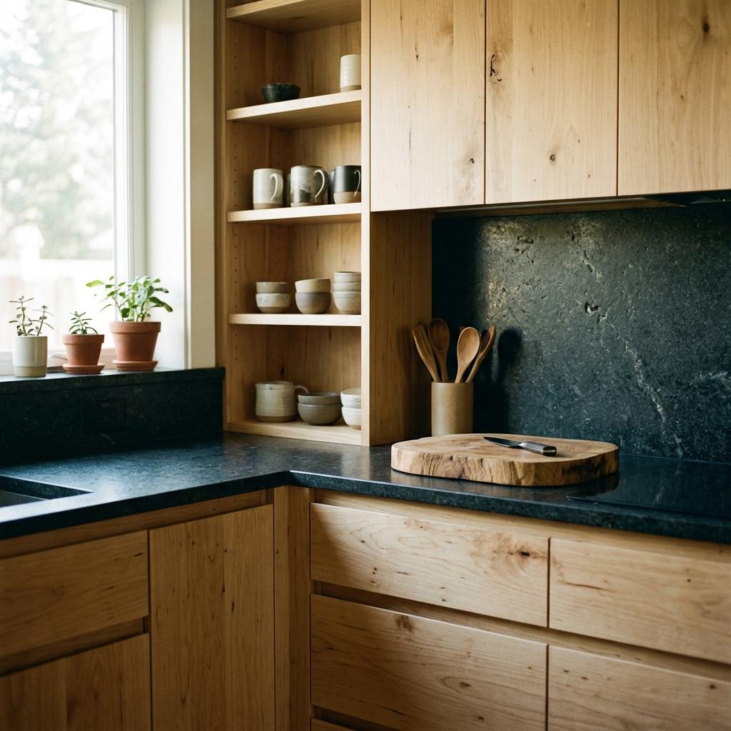 The Perfect Balance Of Wood And Stone In A Japandi Kitchen