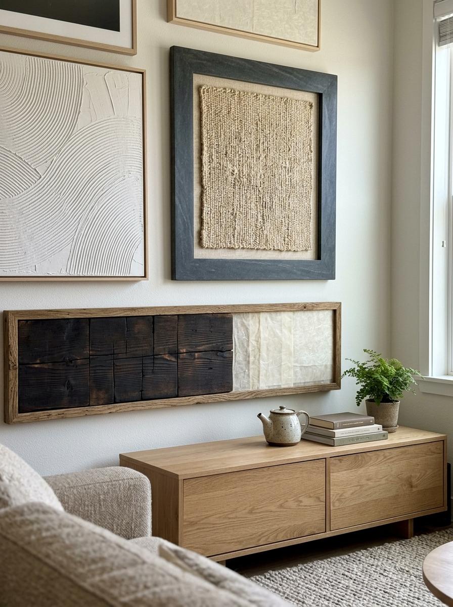 The Perfect Blend Of Textures In Japandi Living Room Wall Art