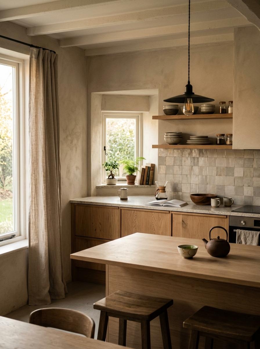 The Perfect Cultural Blend In This Warm Japandi Kitchen