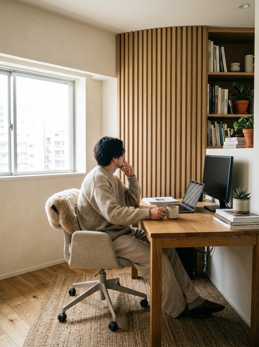The Perfect Intersection Of Comfort In A Modern Japandi Office