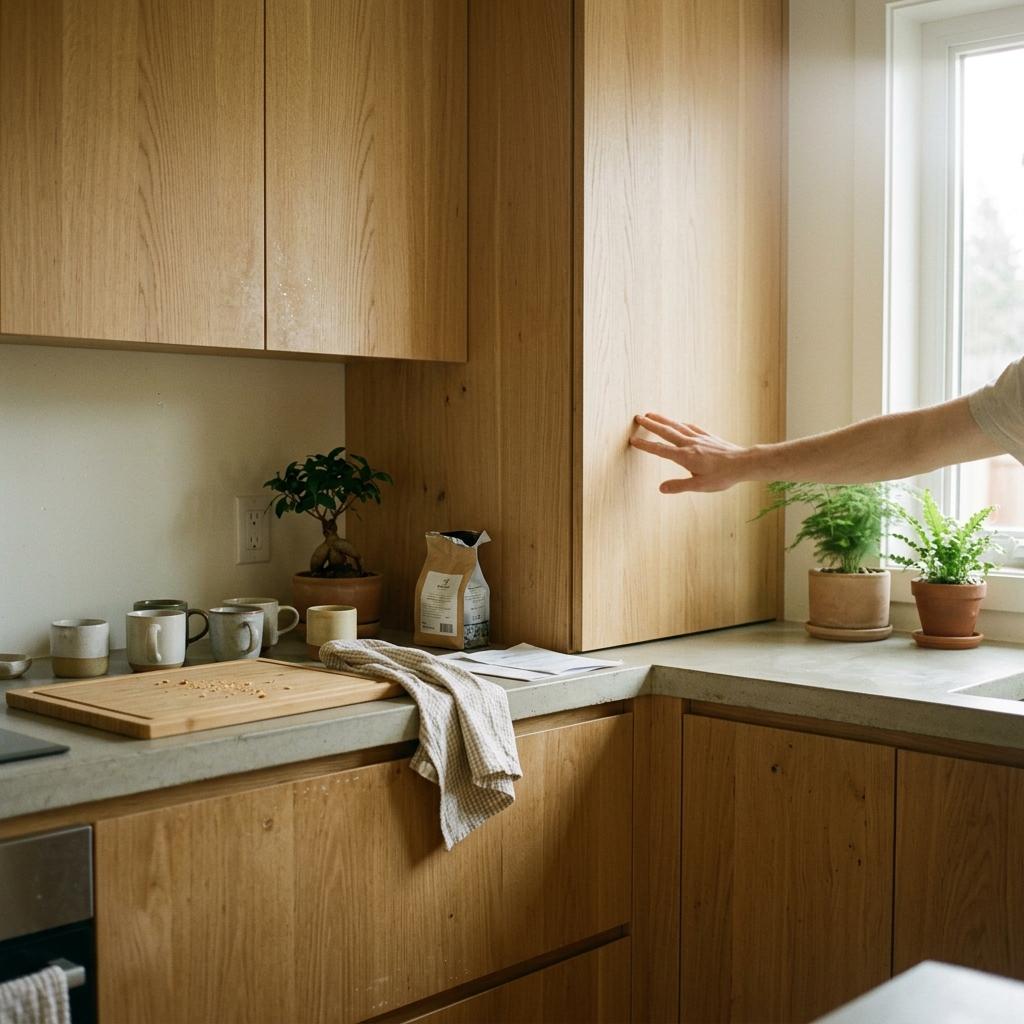 The Secret To An Organized Home With Japandi Kitchen Cabinetry