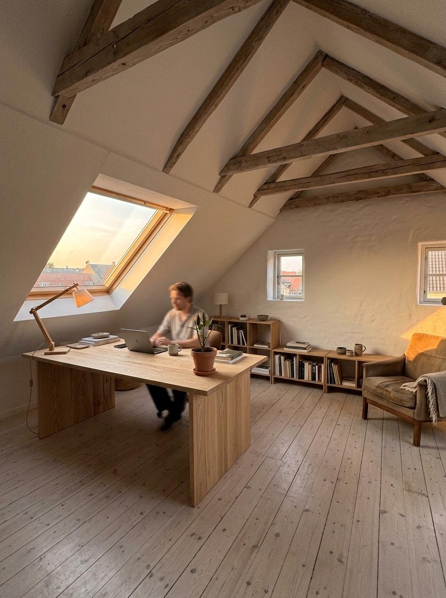 This Attic Transformation Showcases Japandi Home Office Style