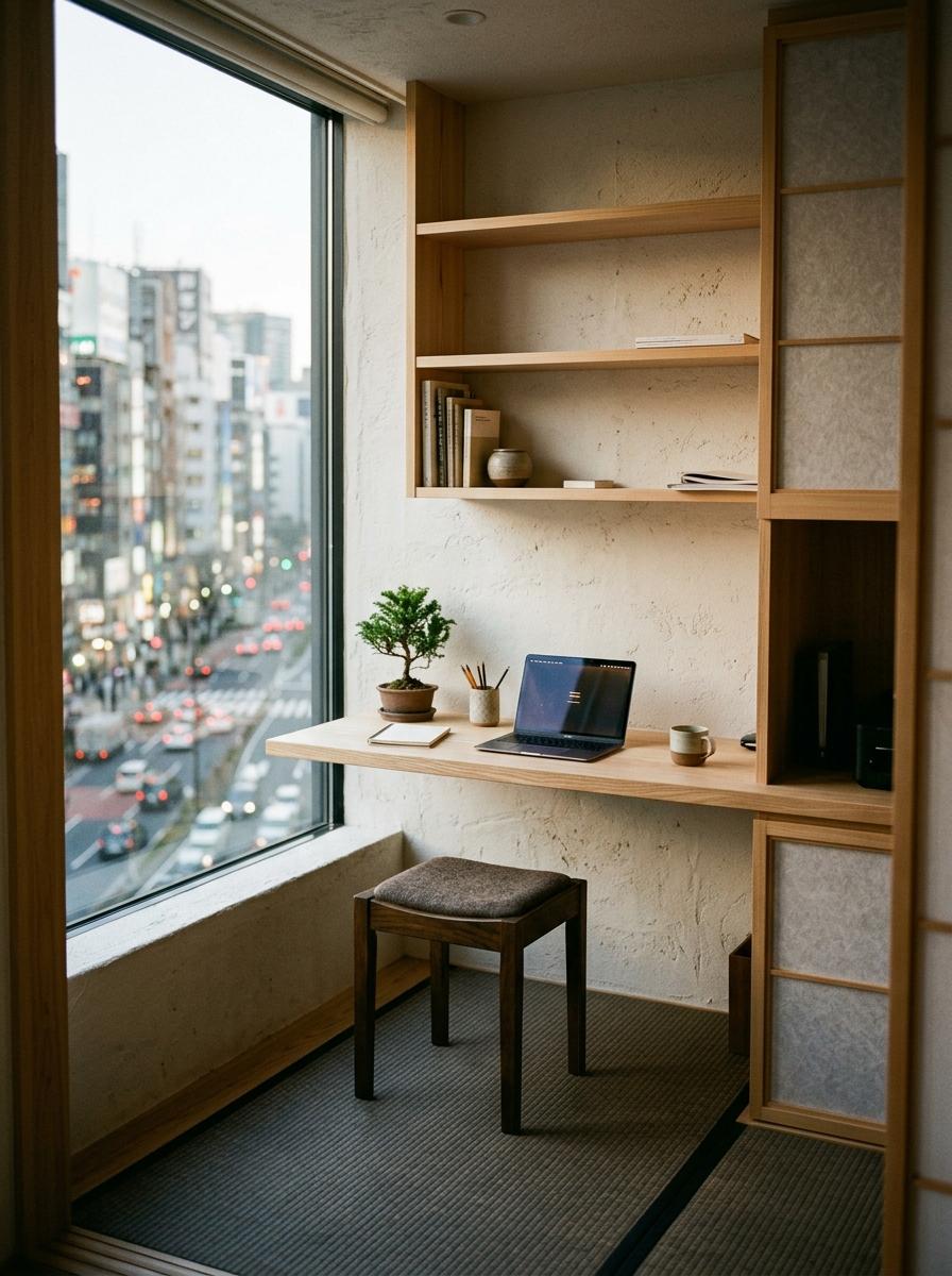 This Compact Study Showcases The Best Of Minimalist Japandi Style