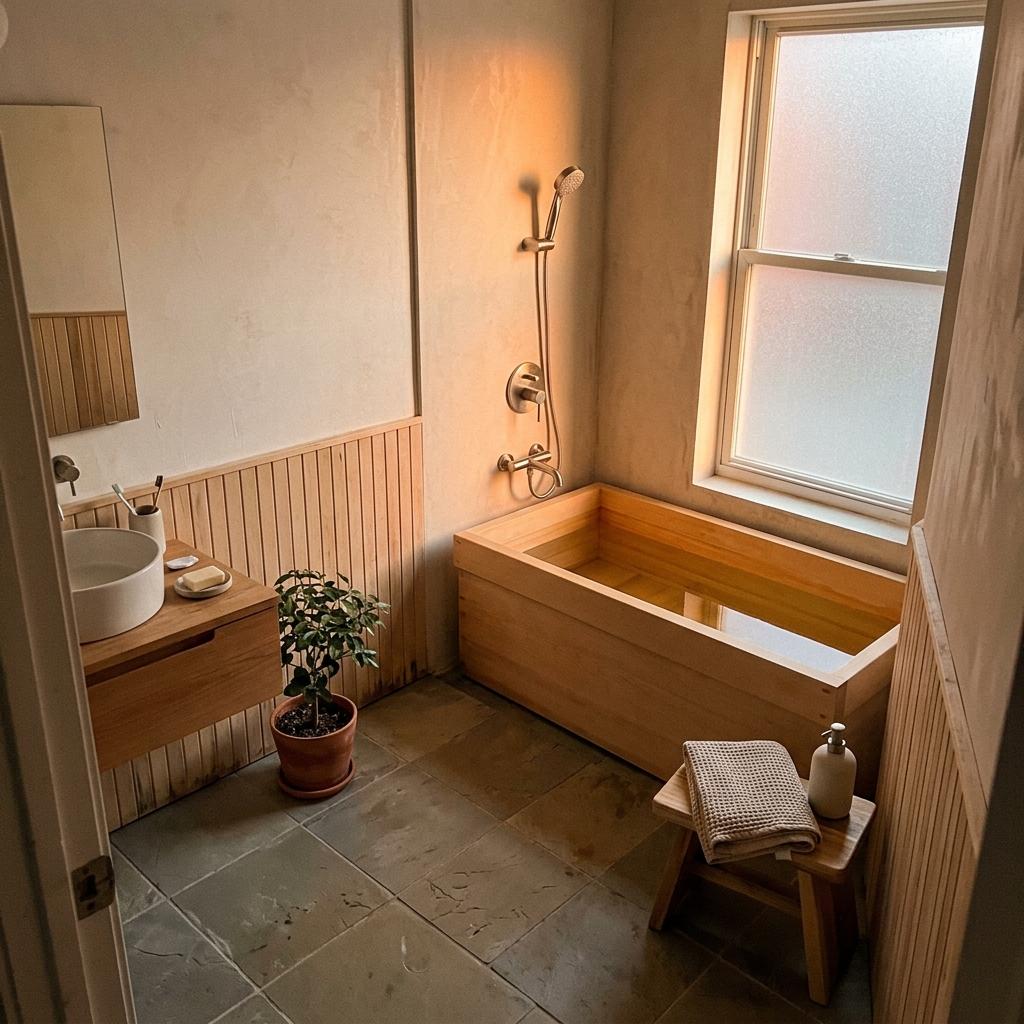 This Eco-Friendly Apartment With A Simple Japandi Bathroom