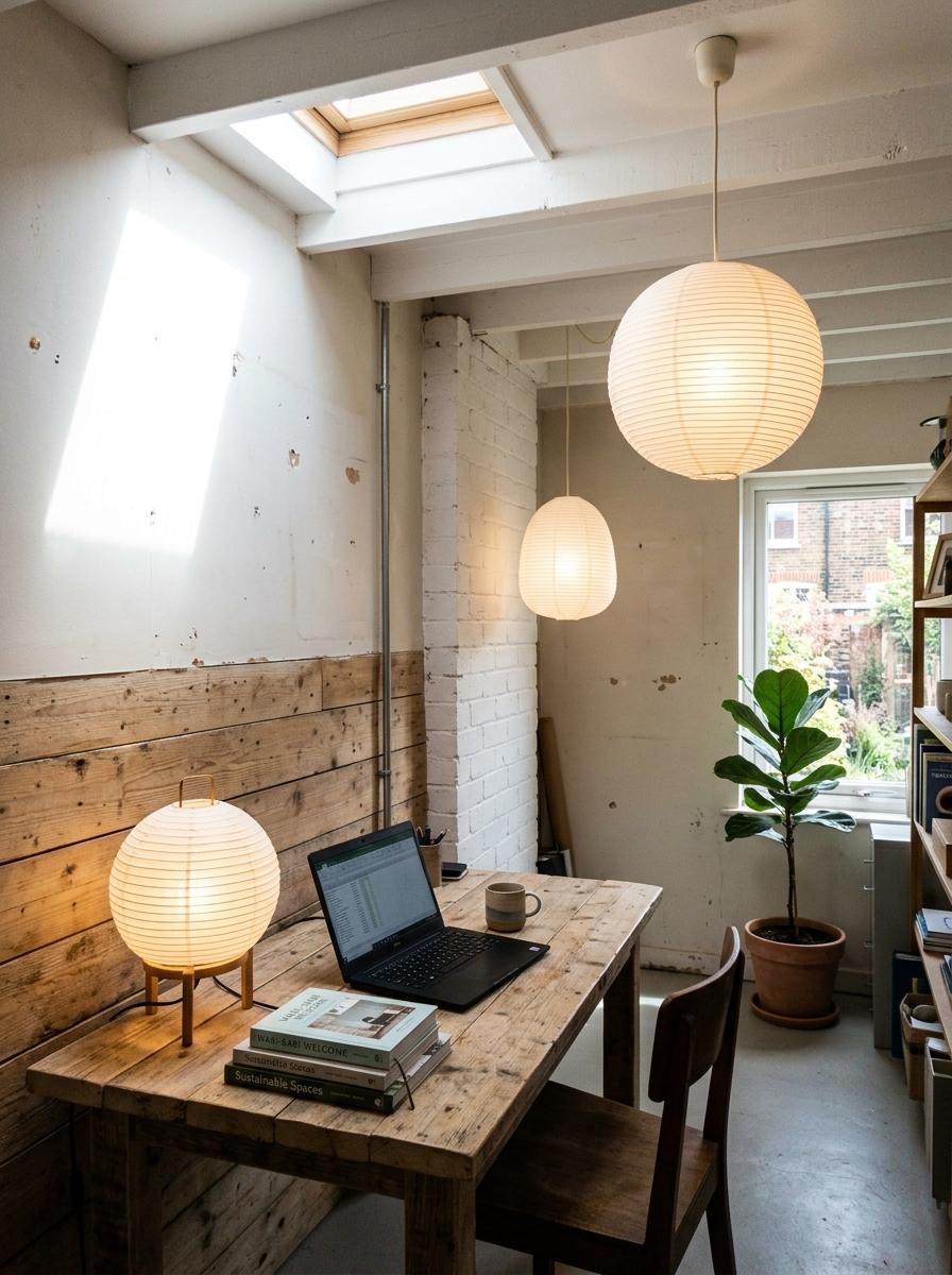 This Eco Friendly Studio Is A Quiet Refuge With Japandi Office Lighting