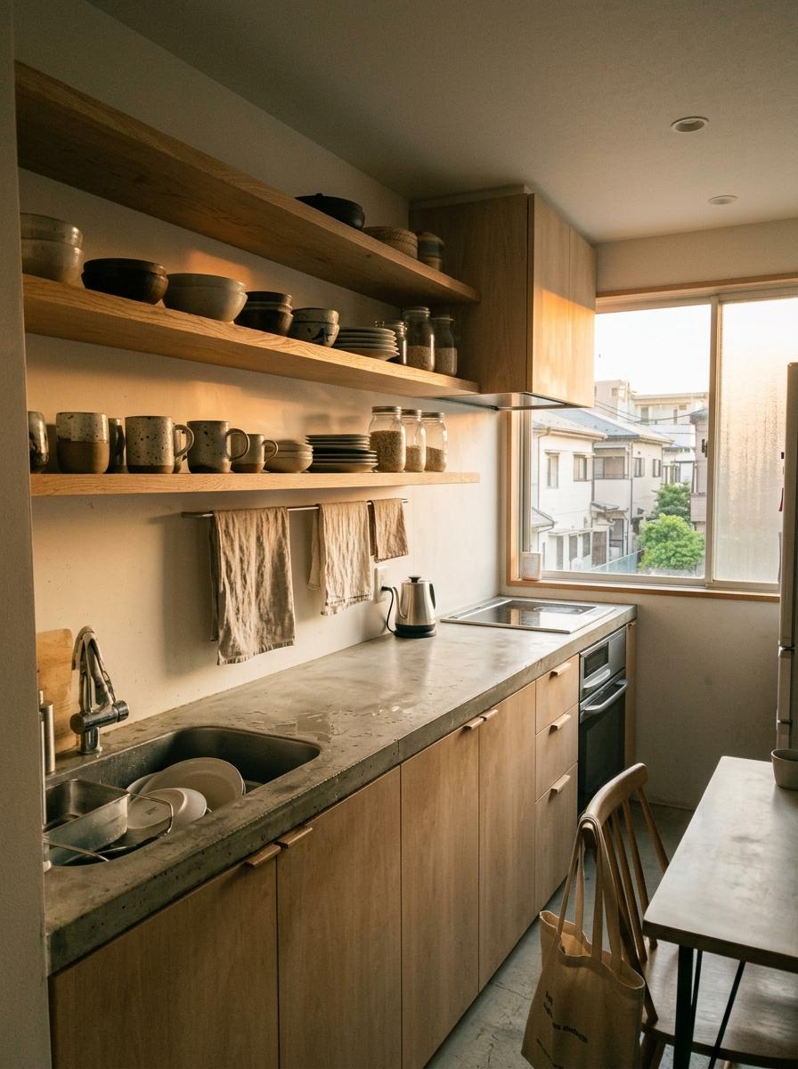 This Functional Home Showcases Japandi Kitchen Open Shelving