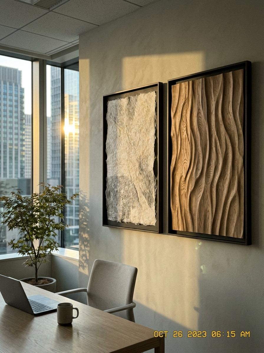 This High End Office Showcases Bespoke Japandi Office Wall Art