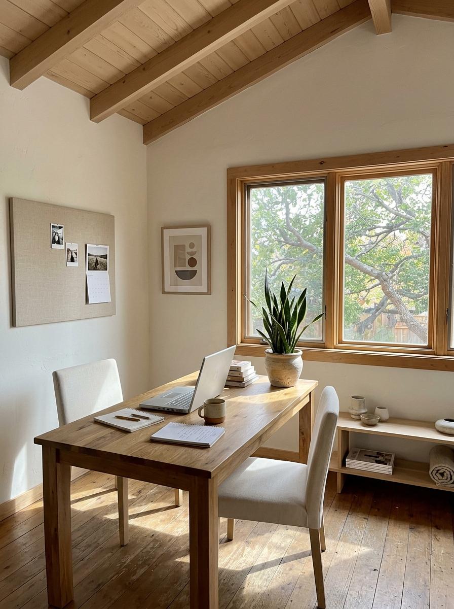 This Light And Airy Workspace Showcases Japandi Style Influence