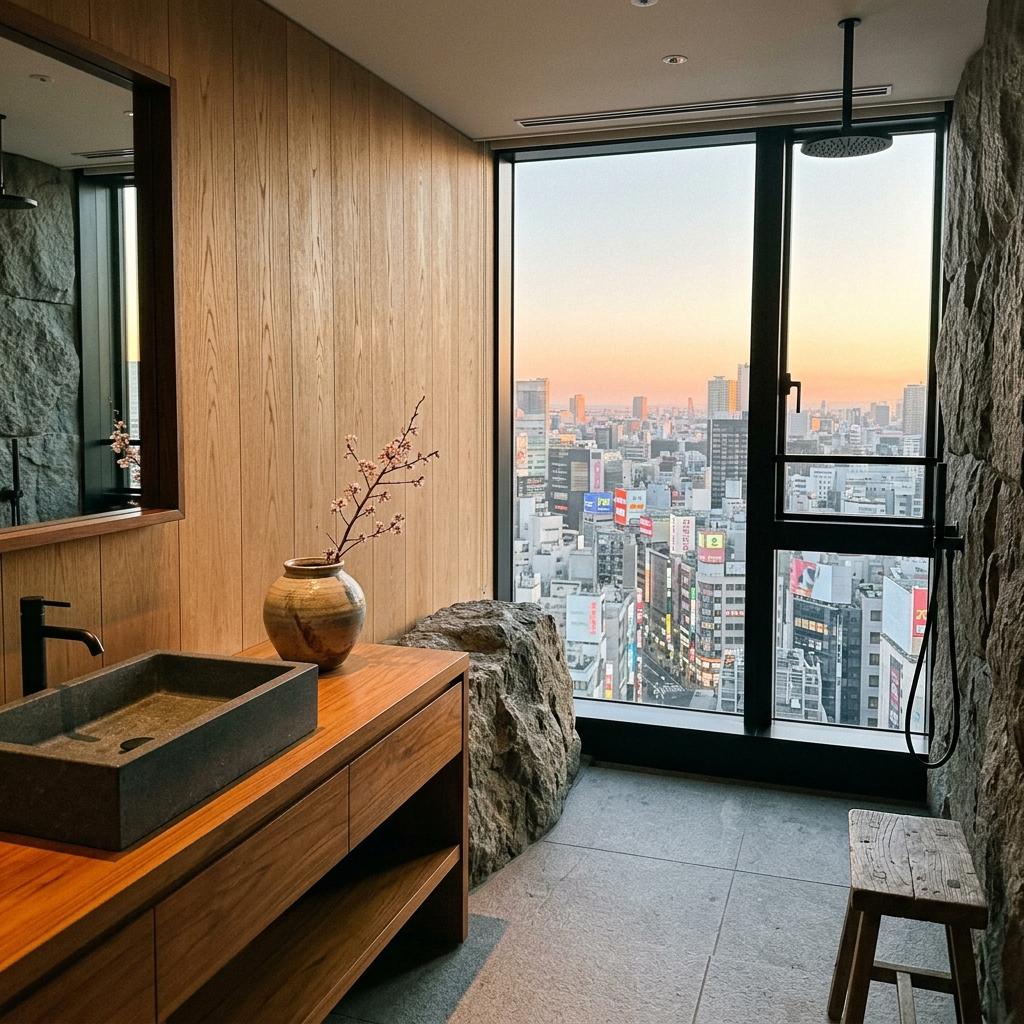 This Luxurious Suite Showcases Elegant Japandi Bathroom Decor