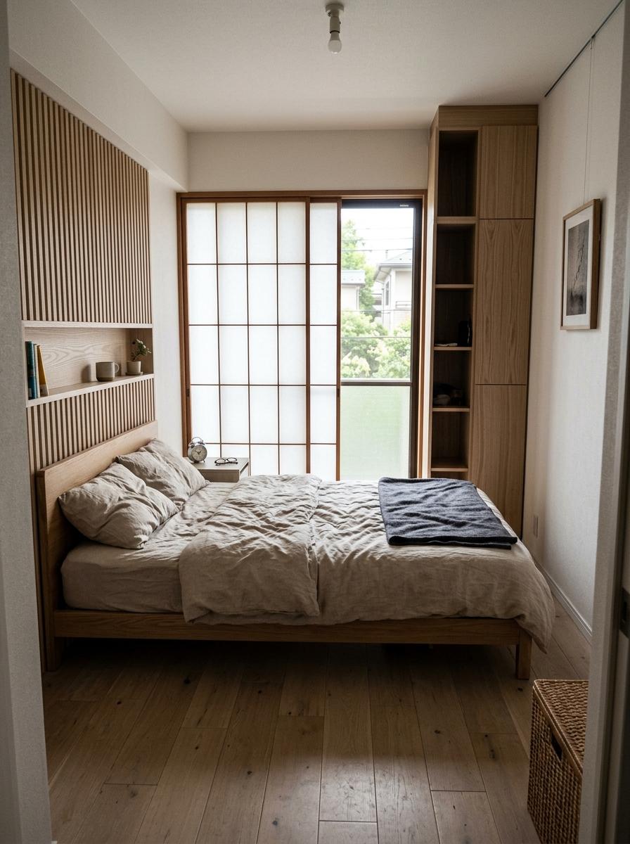 This Minimalist Apartment Features A Japandi Small Bedroom