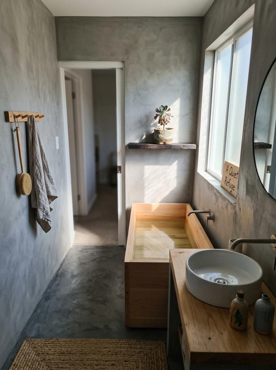 This Minimalist Zen Japandi Bathroom Is A Quiet Refuge