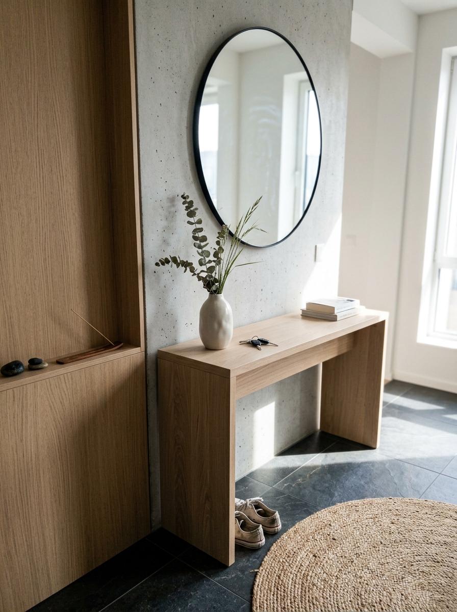 This Organic Modern Apartment Features A Japandi Entryway