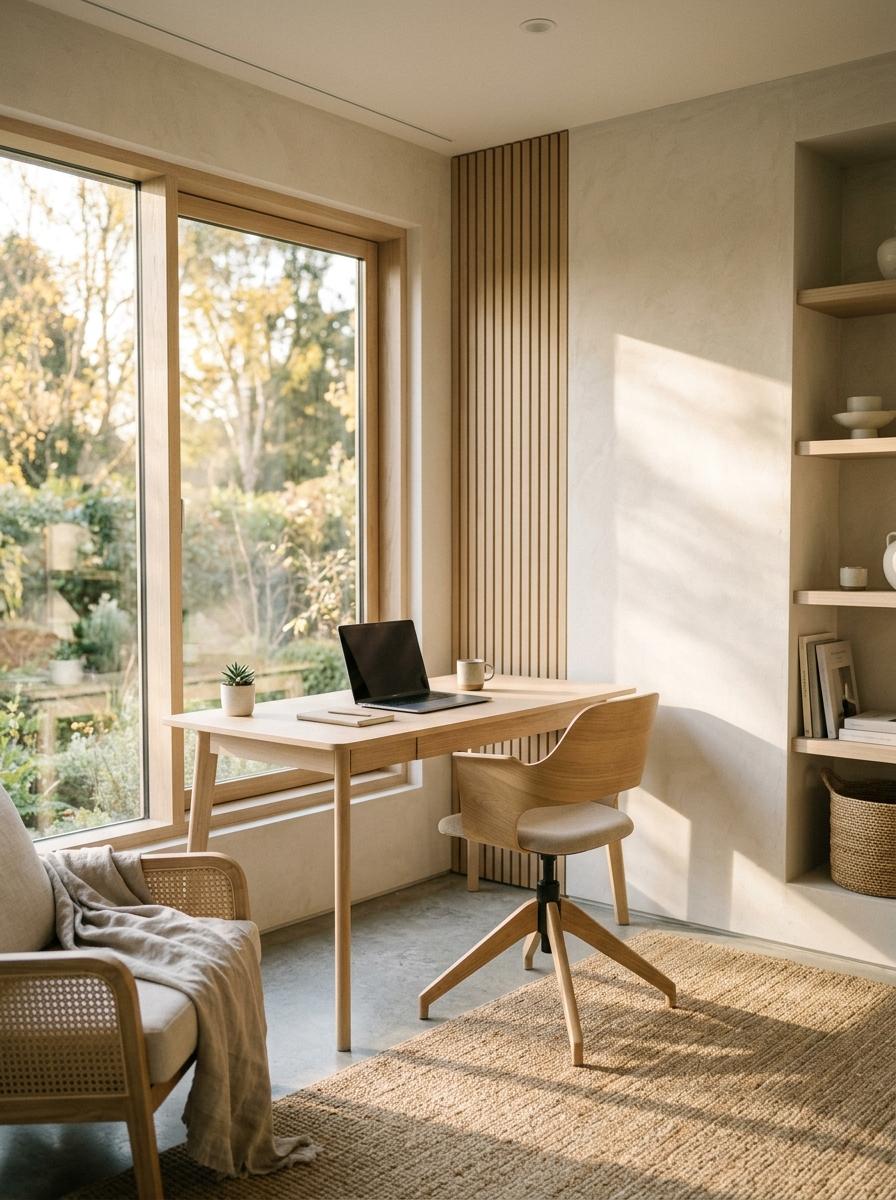 This Polished Modern Japandi Office Combines Style And Function
