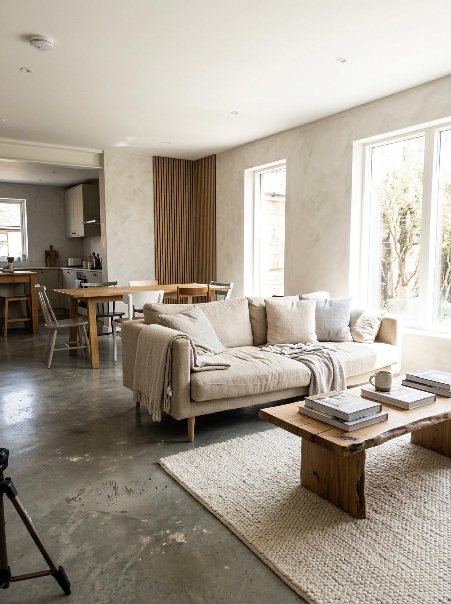 This Spacious Home Boasts A Neutral Japandi Living Room