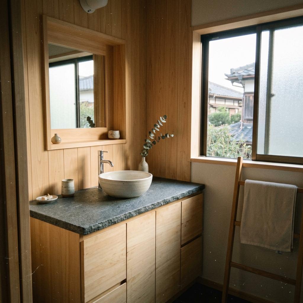This Stylish Renovation Features A Japandi Guest Bathroom