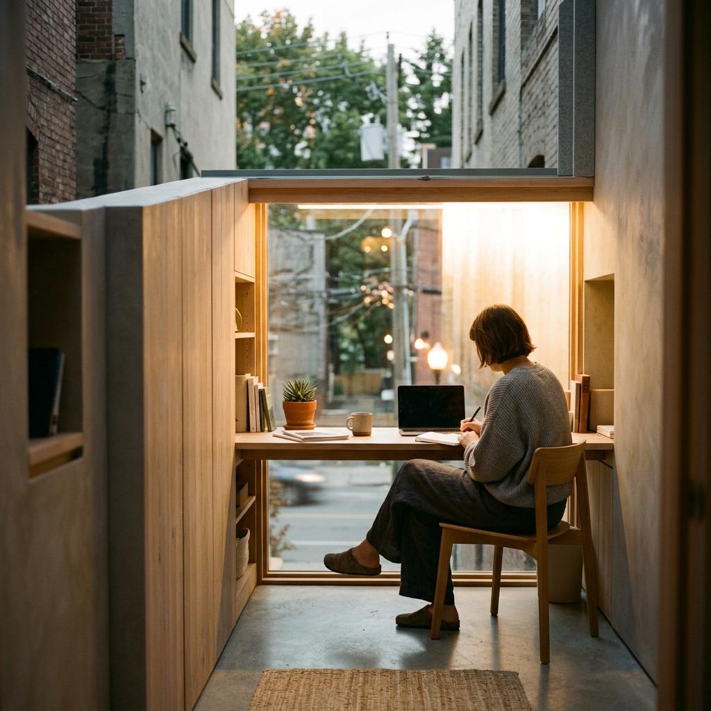 This Sustainable Small Japandi Office Is A Quiet Refuge