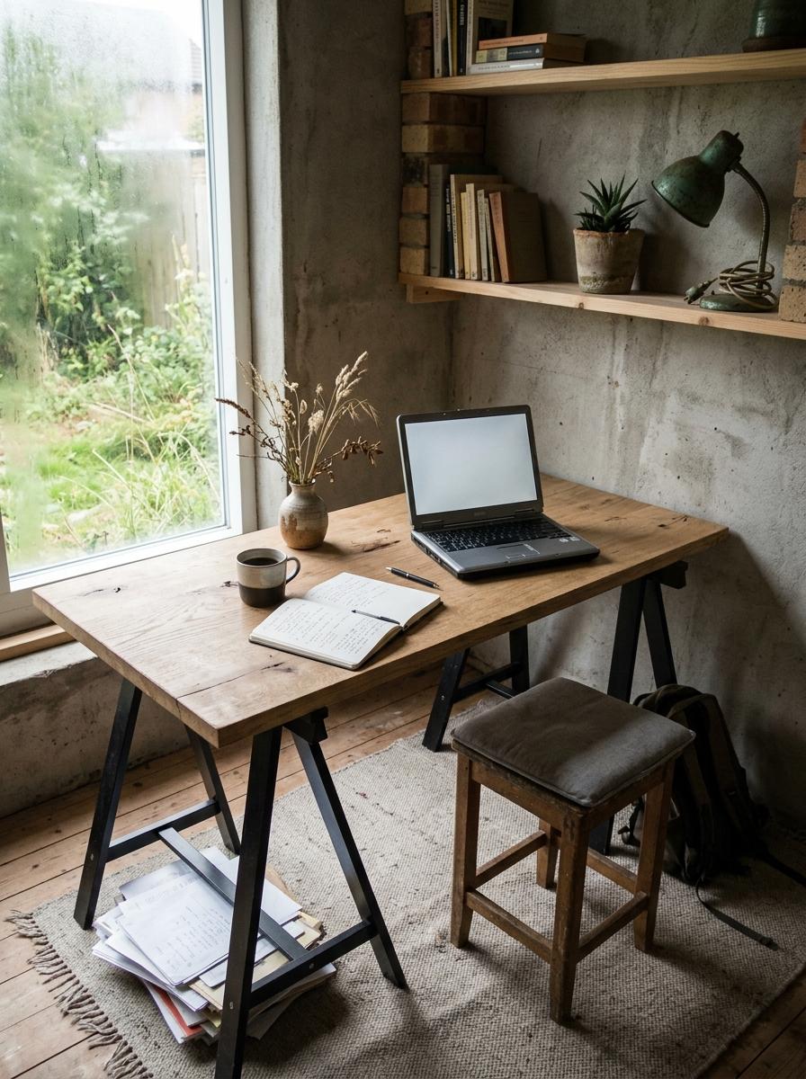 This Sustainable Studio Is A Quiet Refuge Featuring Japandi Office Decor