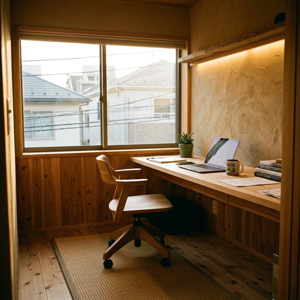 This Sustainable Zen Japandi Office Is A Quiet Refuge For Work