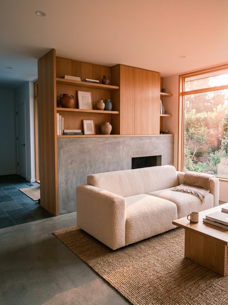 This Tranquil Home Focuses On A Warm Japandi Living Room