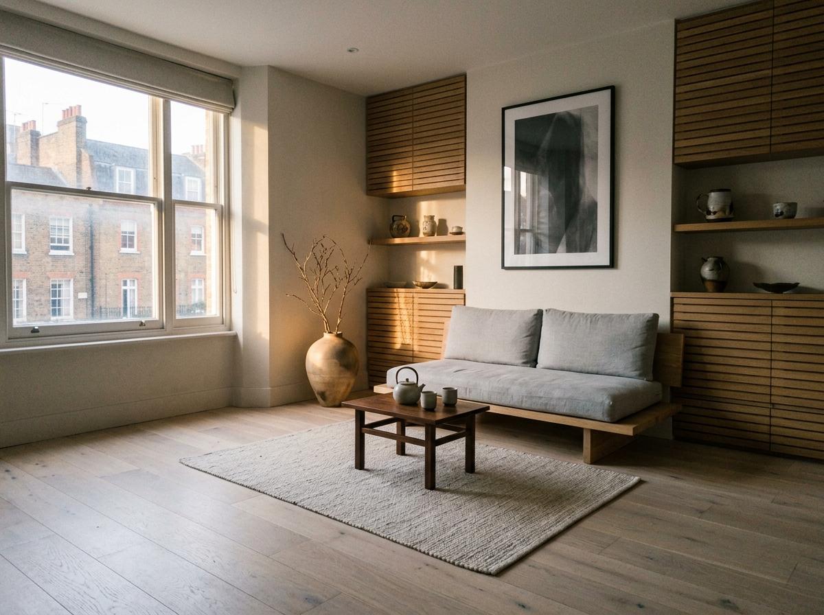 This Urban Flat Showcases Refined Japandi Living Room Style