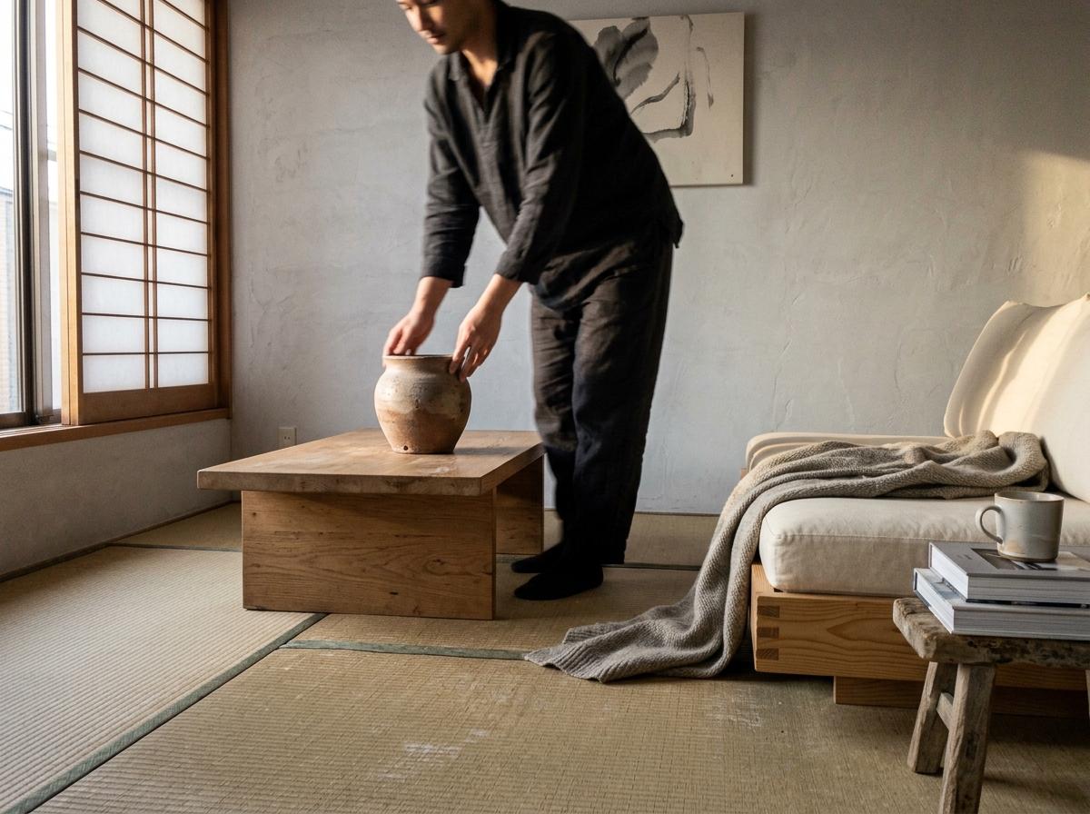 Traditional Roots Shine In This Zen Japandi Living Room