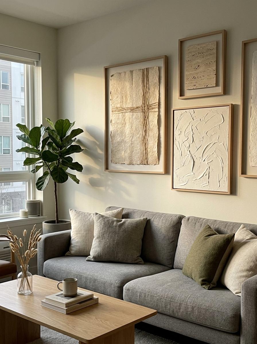 Transform Your Apartment With Textured Japandi Living Room Wall Art