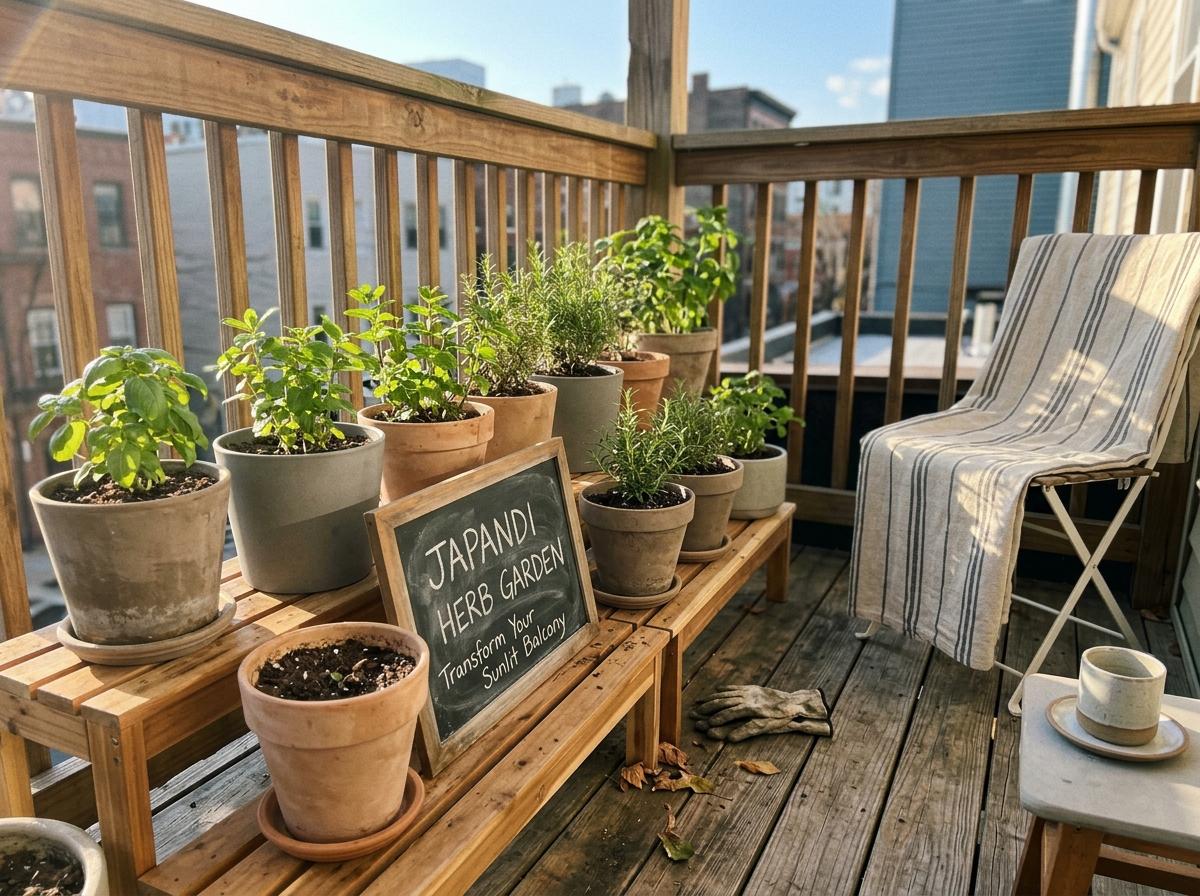 Transform Your Sunlit Balcony Into A Productive Japandi Herb Garden