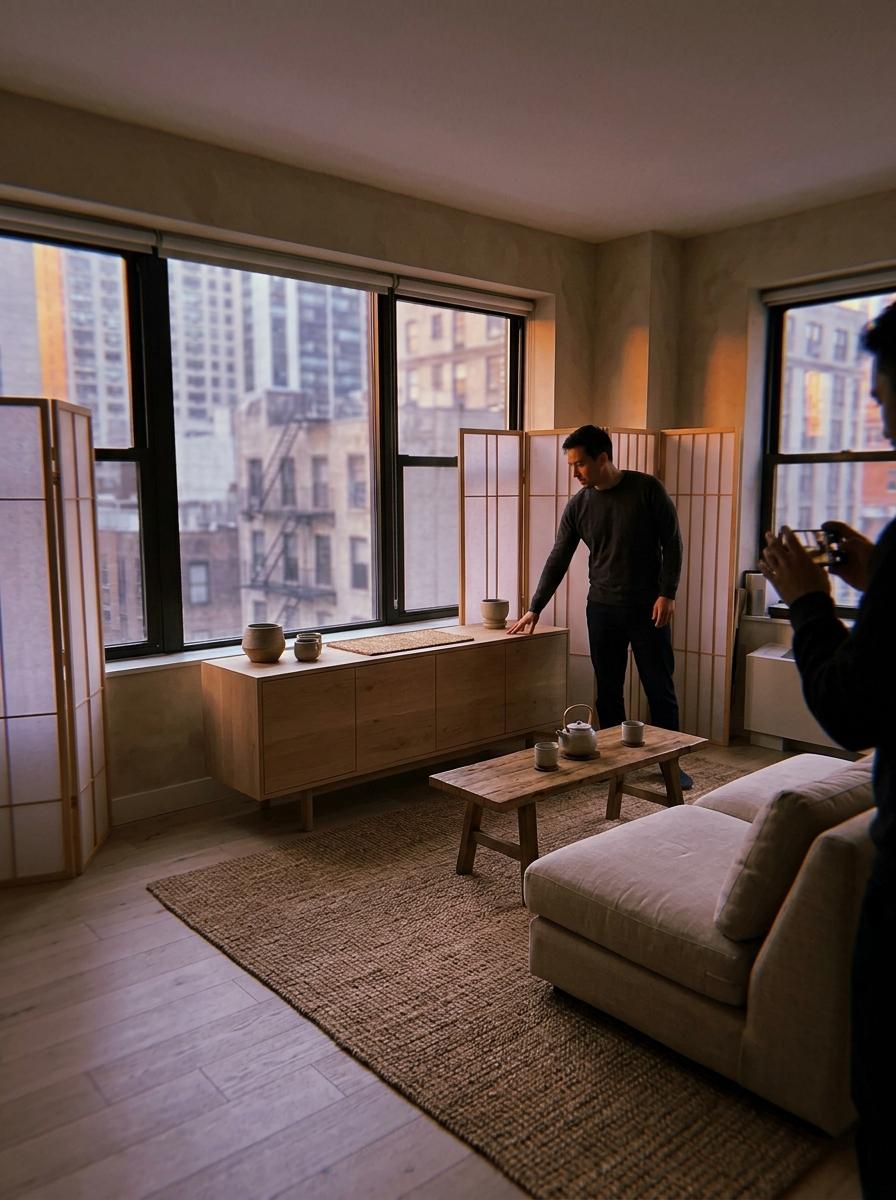 Transforming A City Apartment With A Japandi Living Room Layout