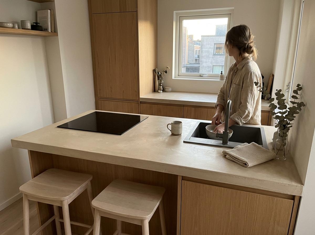 Transforming A Small Space With Bright Japandi Kitchen Countertops