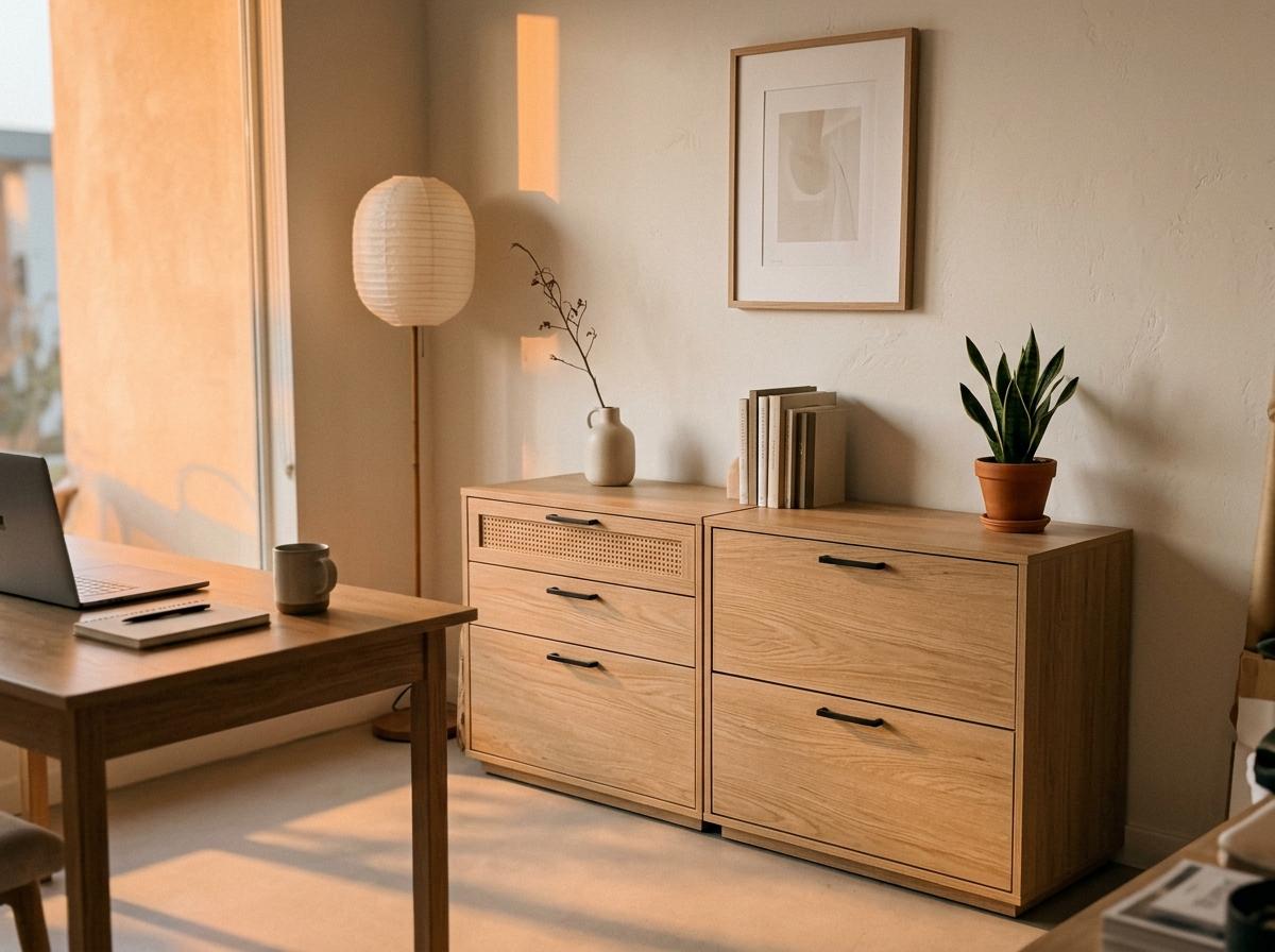 Understated Filing Cabinets That Enhance Japandi Office Decor