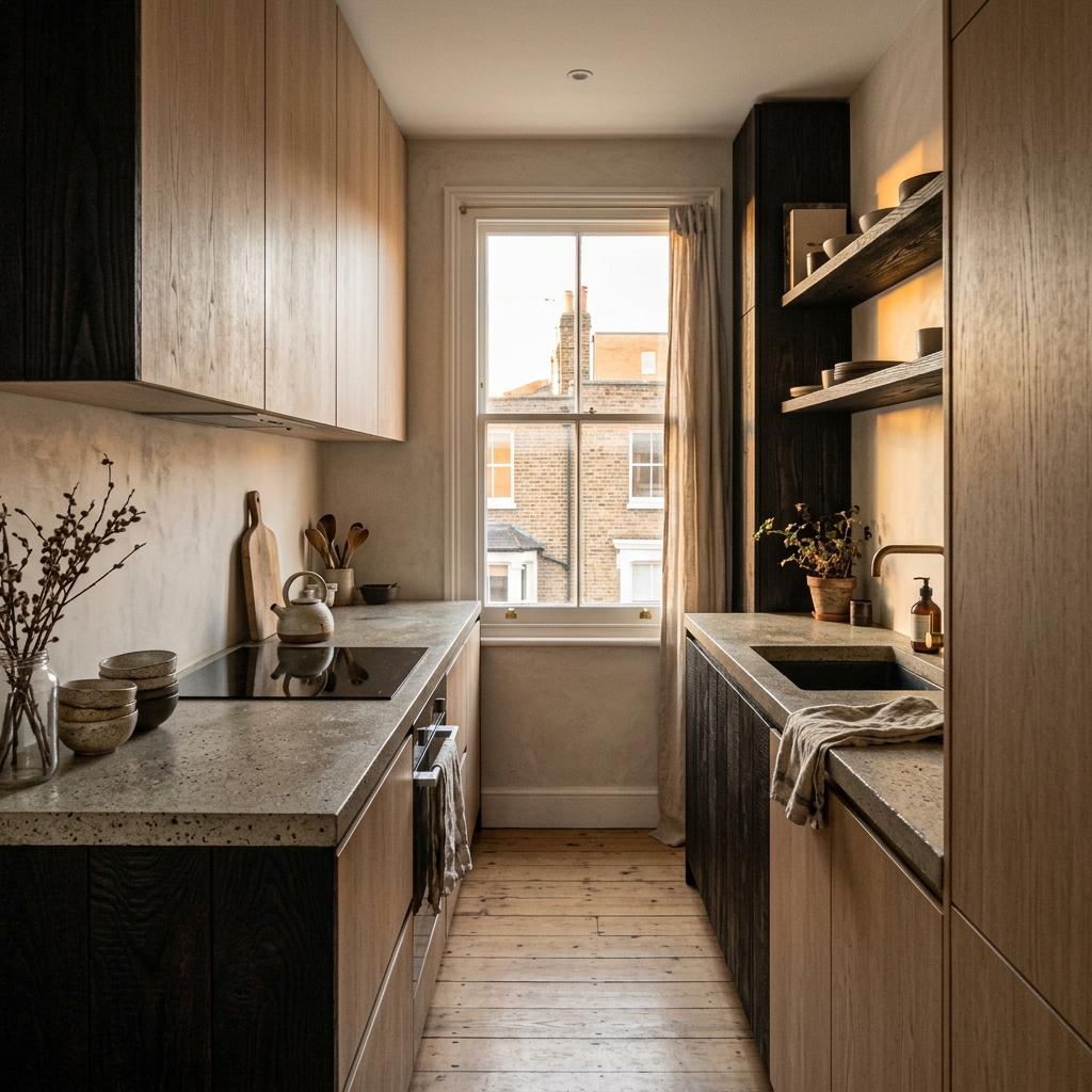 Understated Luxury Within Small Japandi Kitchen Layout