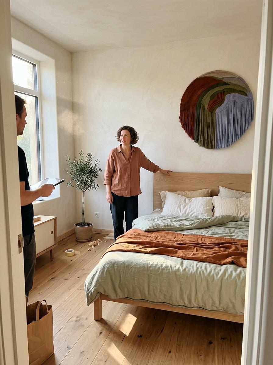 Unveiling A Vibrant Bedroom With Subdued Japandi Tones