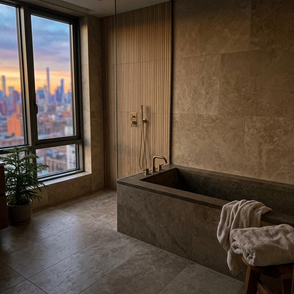 Urban Retreat: How This Penthouse Uses Japandi Bathroom Tiles