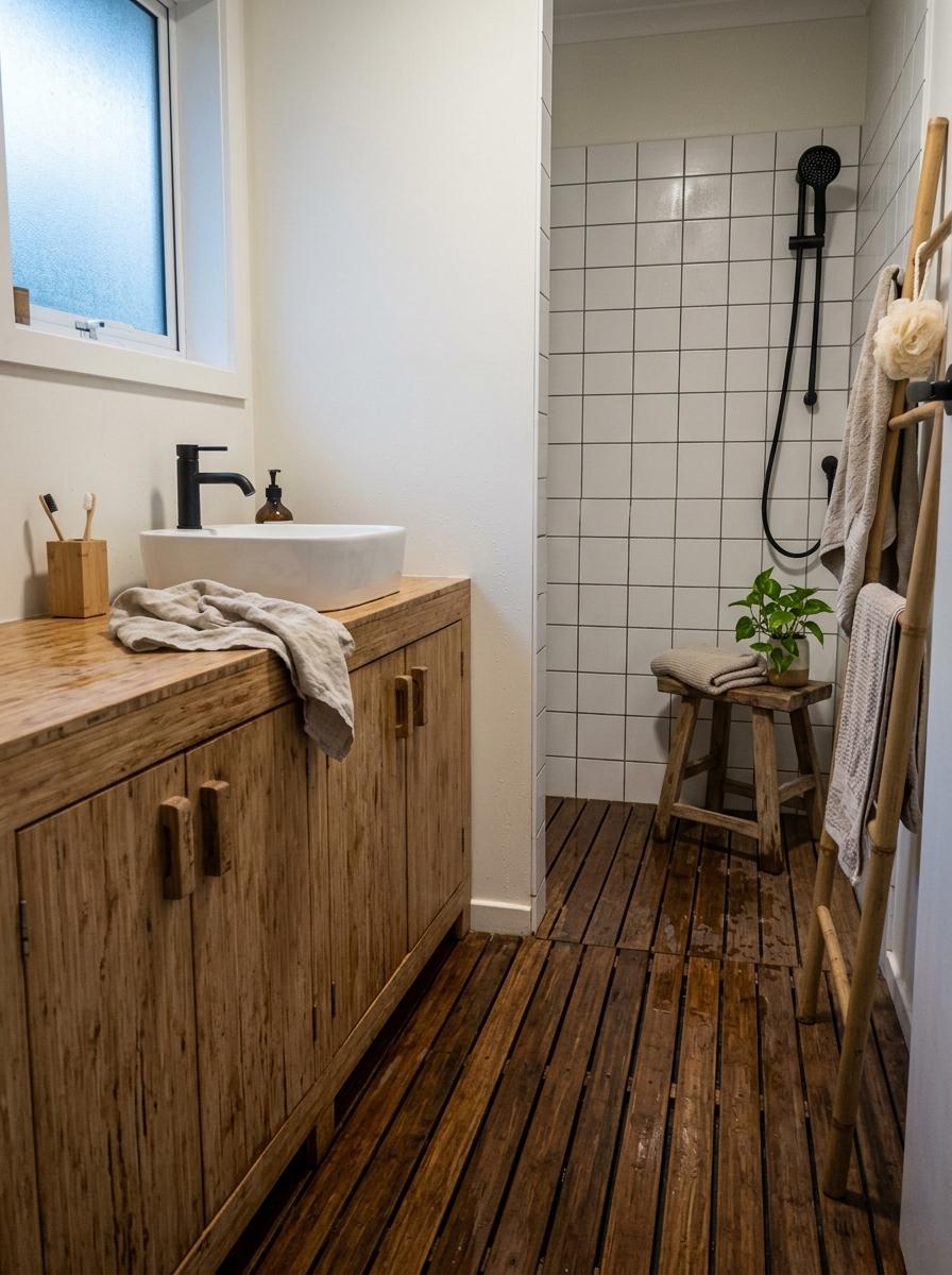 Using Bamboo Elements For Texture In Japandi Bathroom Design