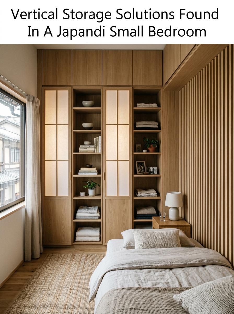 Vertical Storage Solutions Found In A Japandi Small Bedroom