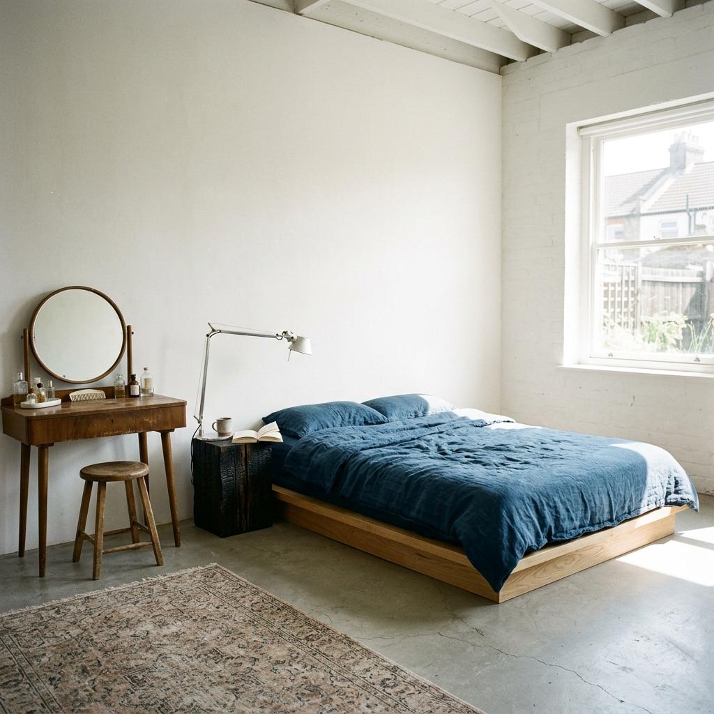 Vintage Accents In A Modern Japandi Bedroom Sanctuary
