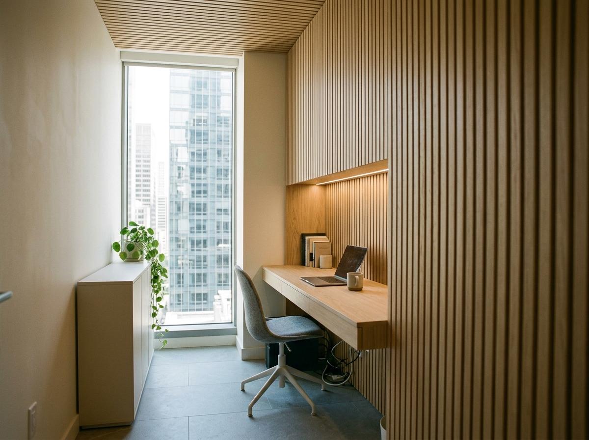 Walk Through A Compact Small Japandi Office Design