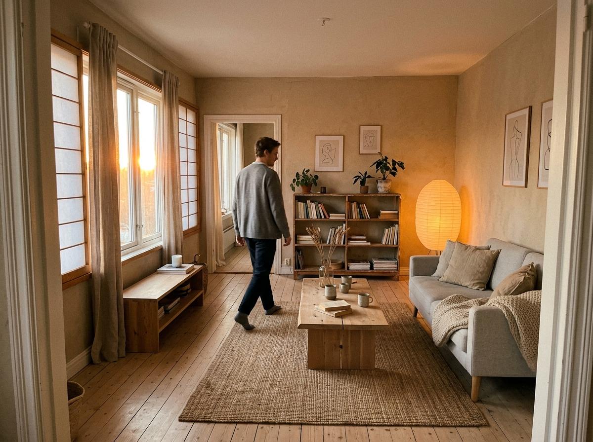 Walk Through A Cozy Neutral Japandi Living Room Layout