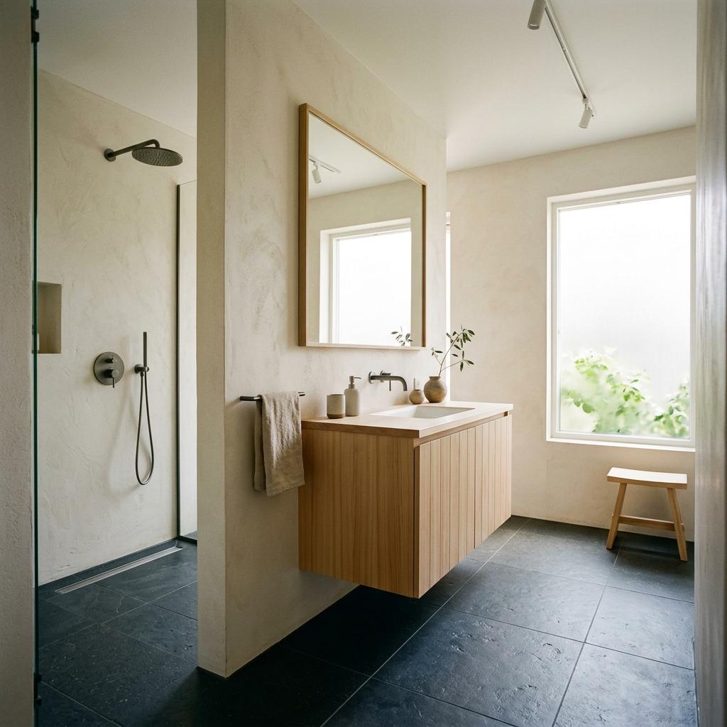 Walk Through A Modern Home With Minimalist Japandi Bathroom Style