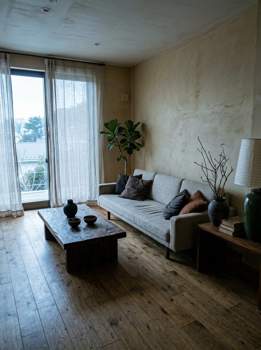 Walk Through A Refreshed Earth Tone Japandi Living Room