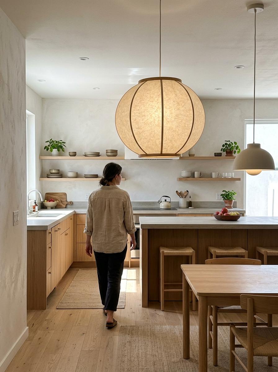 Walk Through A Refreshed Home With Japandi Kitchen Lighting