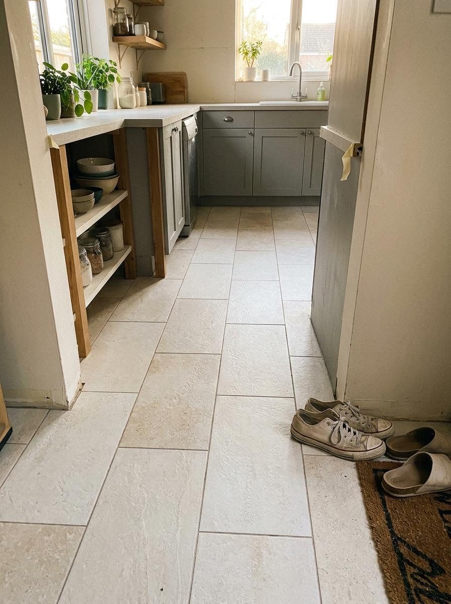 Walk Through A Refreshed Space With Japandi Kitchen Floor Tiles