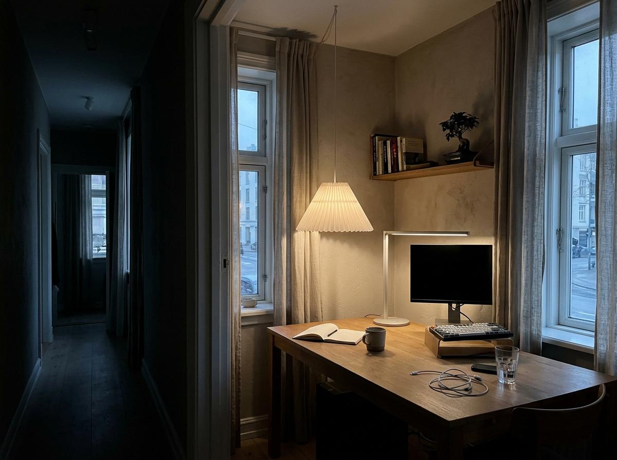 Walk Through A Refreshed Study With Japandi Office Lighting