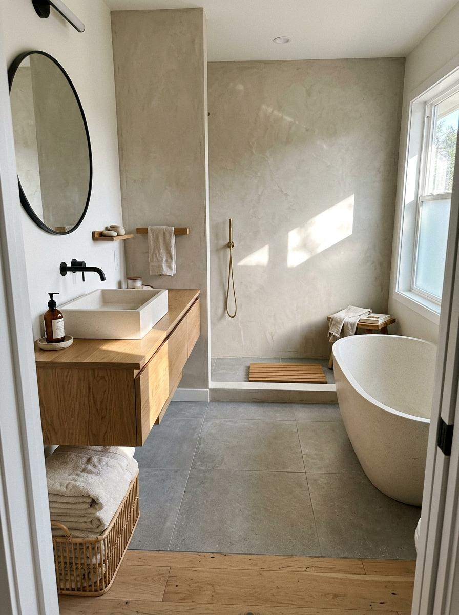 Walk Through A Spa Like Japandi Bathroom Transformation