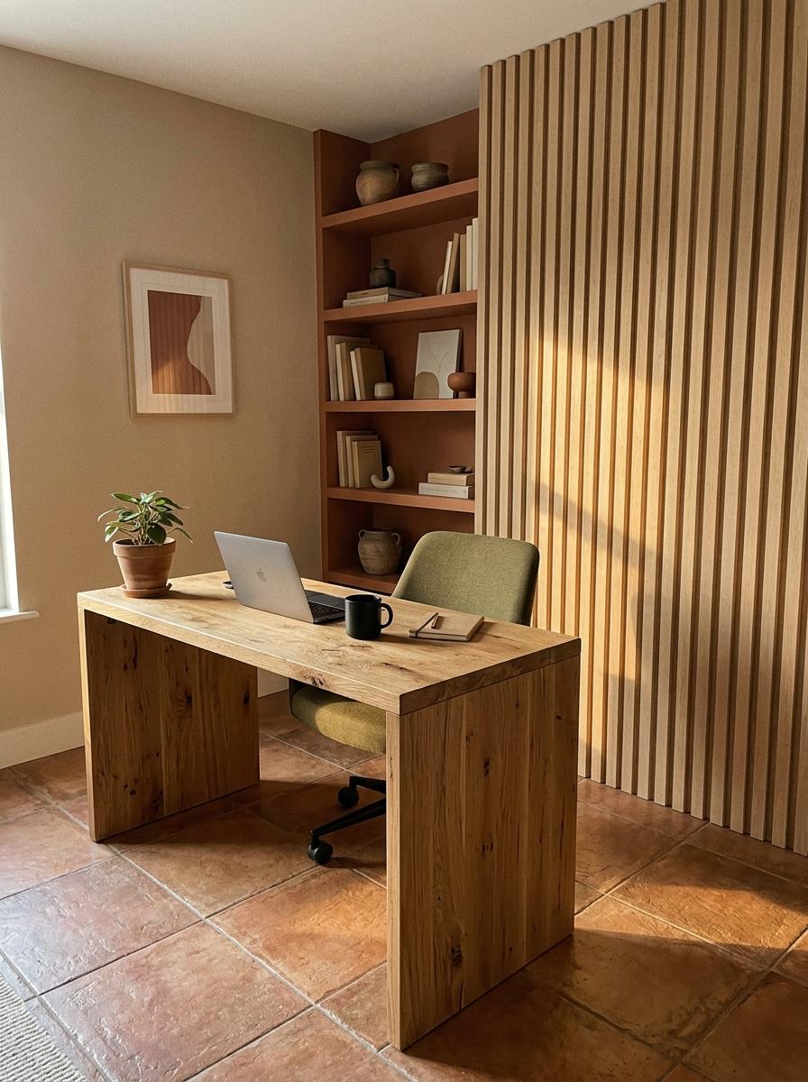 Warm Earth Tones For A Productive Japandi Office