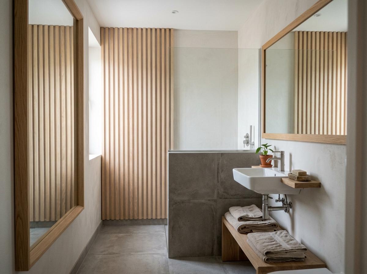 Warm Glow: How Wood Tones Elevate Japandi Bathroom Lighting